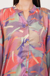 Abstract Printed Shirt Style Kaftan