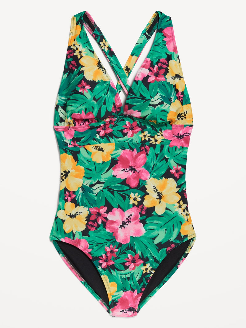 Tropical Floral Tie-Back Swimsuit