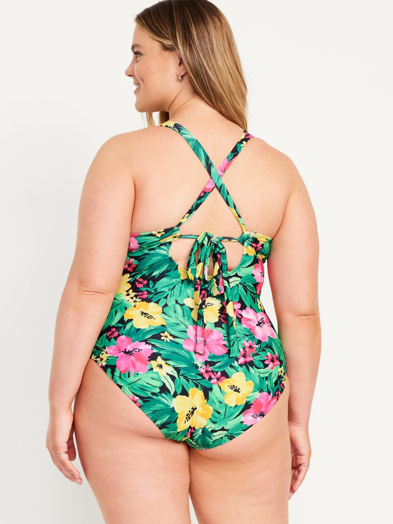 Tropical Floral Tie-Back Swimsuit