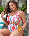 Plus Size Multi Print Bikini Set