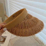 Three-Layer Fringed Straw Visor