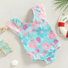 Fly Sleeve Floral Print Toddler Swimsuit