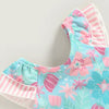 Fly Sleeve Floral Print Toddler Swimsuit