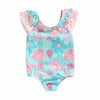 Fly Sleeve Floral Print Toddler Swimsuit