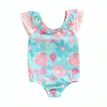 Fly Sleeve Floral Print Toddler Swimsuit