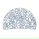 White & Blue Printed Mesh Swim Cap