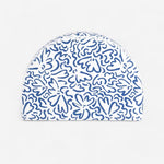 White & Blue Printed Mesh Swim Cap