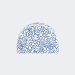 White & Blue Printed Mesh Swim Cap