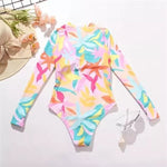 UV Sun Protect Printed Zip Up Swimsuit