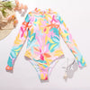 UV Sun Protect Printed Zip Up Swimsuit