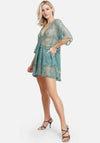 Green Floral Lace Beach Cover Up