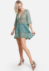 Green Floral Lace Beach Cover Up