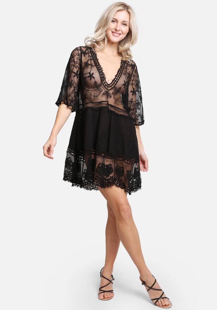 Floral Lace Beach Cover Up