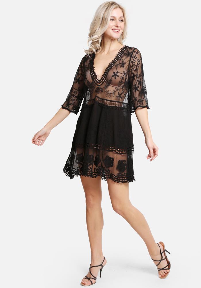 Floral Lace Beach Cover Up