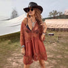 Brick Red Floral Lace Beach Cover Up