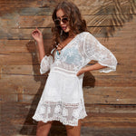 White Floral Lace Beach Cover Up