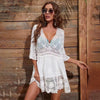 White Floral Lace Beach Cover Up