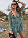 Green Floral Lace Beach Cover Up