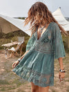 Green Floral Lace Beach Cover Up