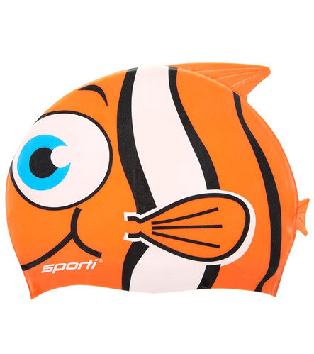 Cartoon Clown Fish Silicone Swim Cap Jr.